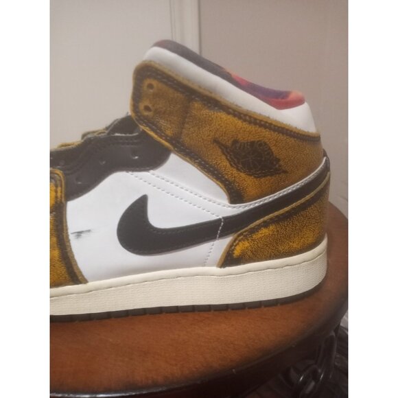 Nike Air Jordan 1 Mid Se Gs Suze 7Y Wear-away Taxi Yellow Black Aj1 DQ8418071 - Picture 11 of 14